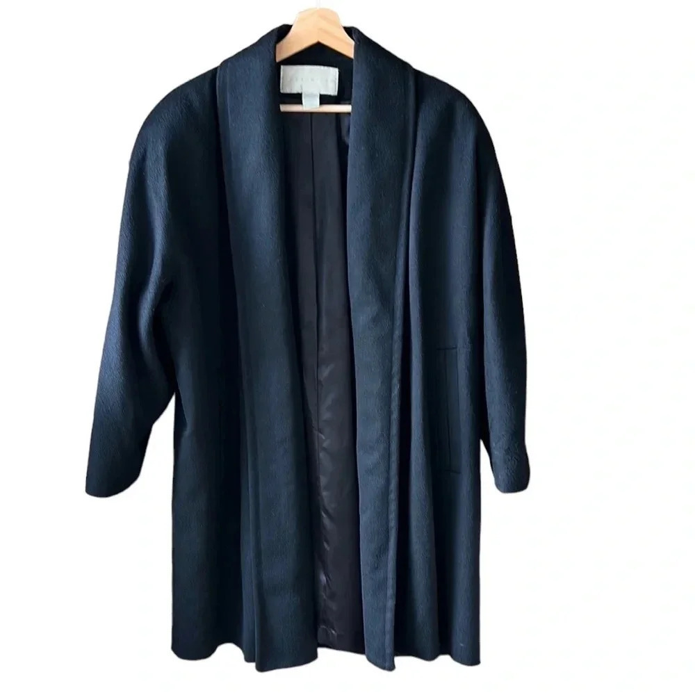 The Limited Wool Blend Oversized Structured Open Longline Coat. Minimalist XS